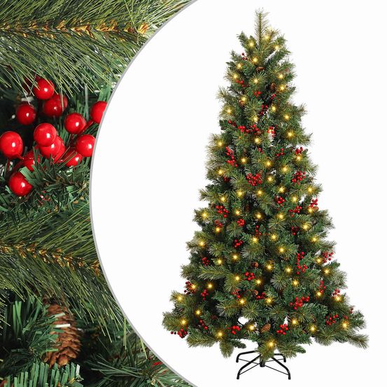 Sapin de noël artificiel à branches articulées 150 cm 150 led