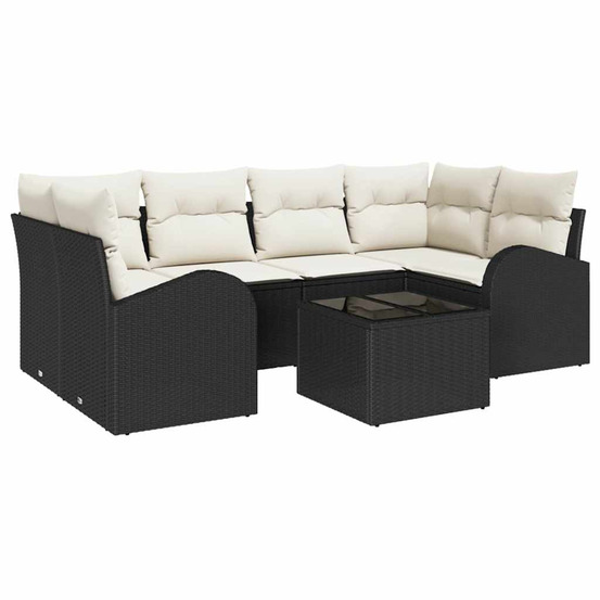 Ensemble de canapé de jardin avec coussin 7 pcs noir et crème