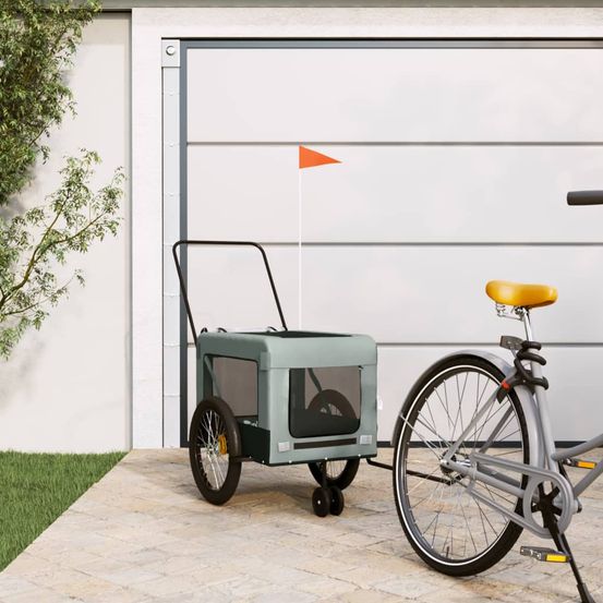 Remorque vélo et poussette pour chien 45kg transport sécurisé pliable gris et noir