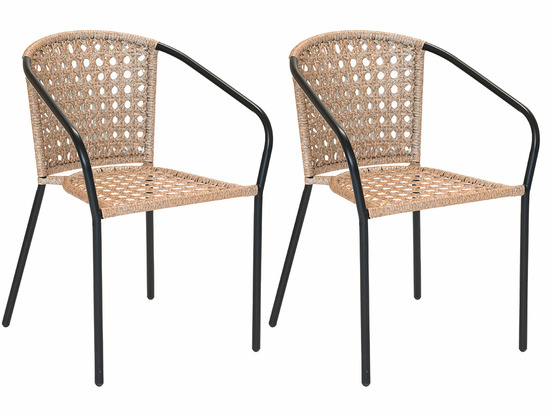 Lot de 2 fauteuil en jardin en résine tressée imitation rotin cocos