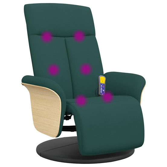 Fauteuil inclinable de massage et repose-pieds vert foncé tissu