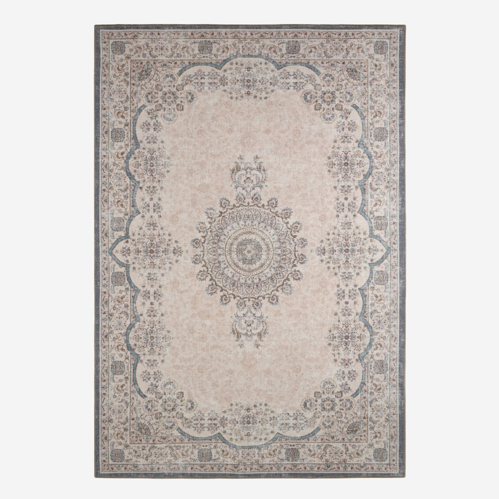 Tapis intérieur motif baroque rose, rouge et bleu - melgy