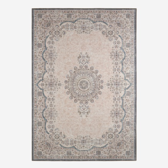 Tapis intérieur motif baroque rose, rouge et bleu - melgy