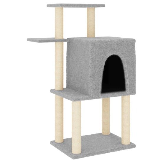 Arbre à chat meuble tour grimper jouet grattage grattoir escalade plateforme avec griffoirs en sisal clair 97 cm gris 02_0022