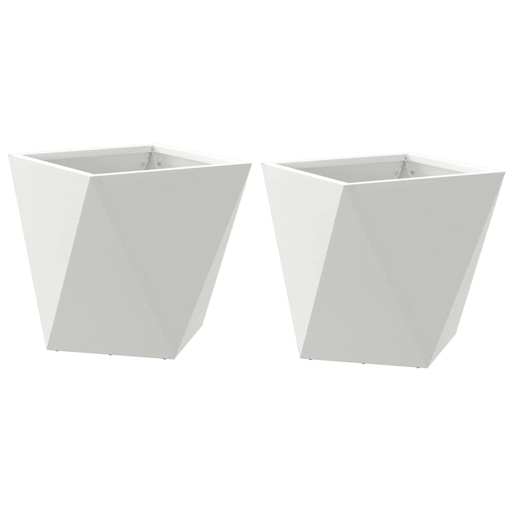 Jardinière d'extérieur 2 pcs blanc 30 x 30 x 30 cm acier