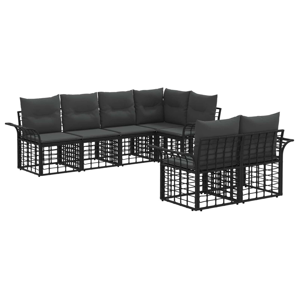Ensemble de canapés d'extérieur 7 pcs noir et gris foncé