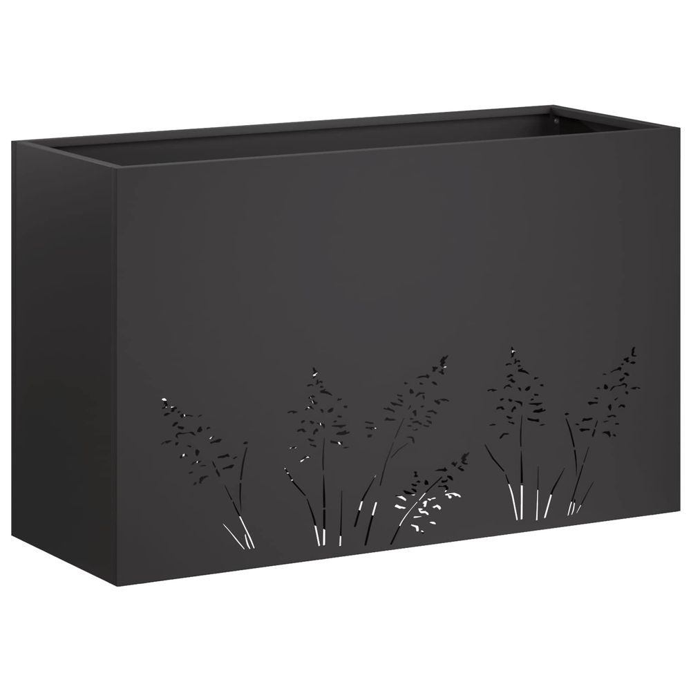 Cache-pot de jardin noir 80 x 20 x 49 cm acier laminé à froid