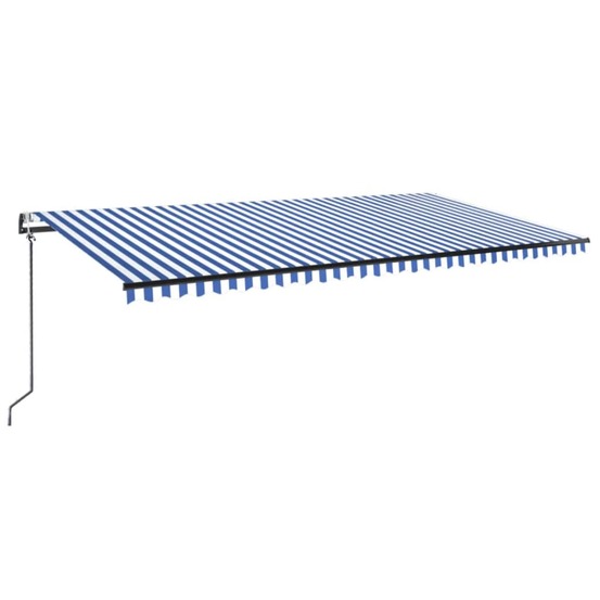 Auvent automatique capteur de vent/led 600x300 cm bleu et blanc