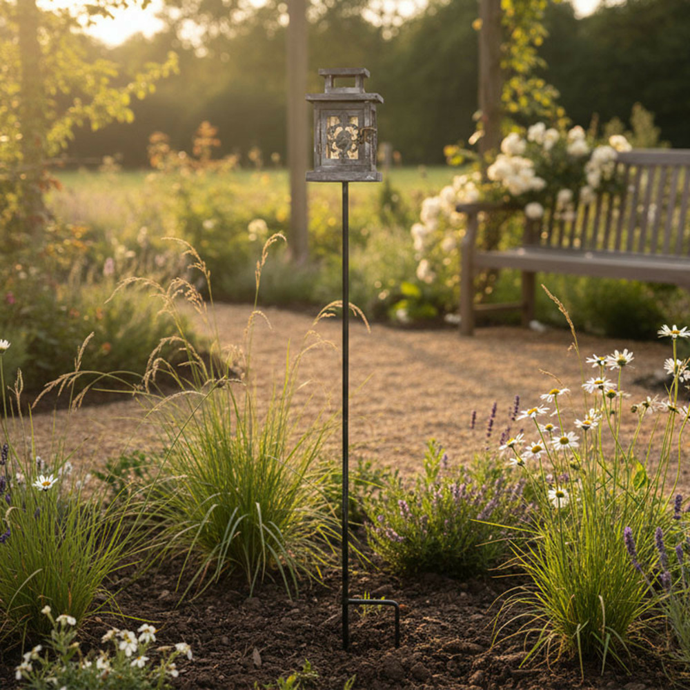 Lanterne planter gris patiné 12x12x121cm