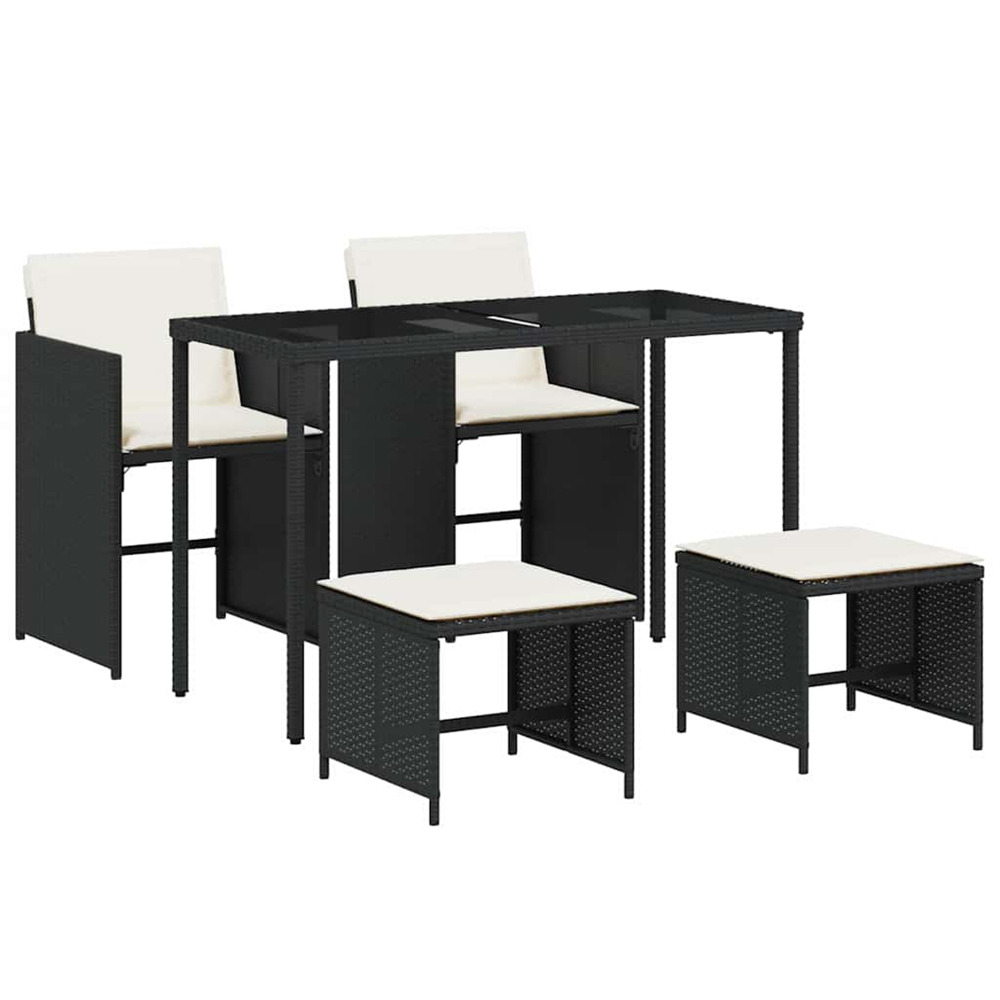 Ensemble à manger de jardin coussins 5pcs noir résine tressée