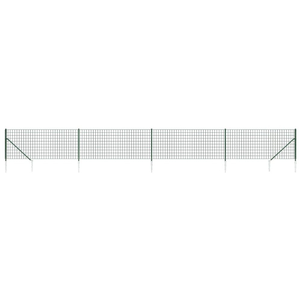 Clôture en treillis métallique et piquet d'ancrage vert 1,1x10m