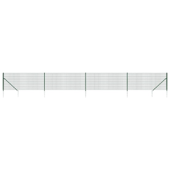 Clôture en treillis métallique et piquet d'ancrage vert 1,1x10m