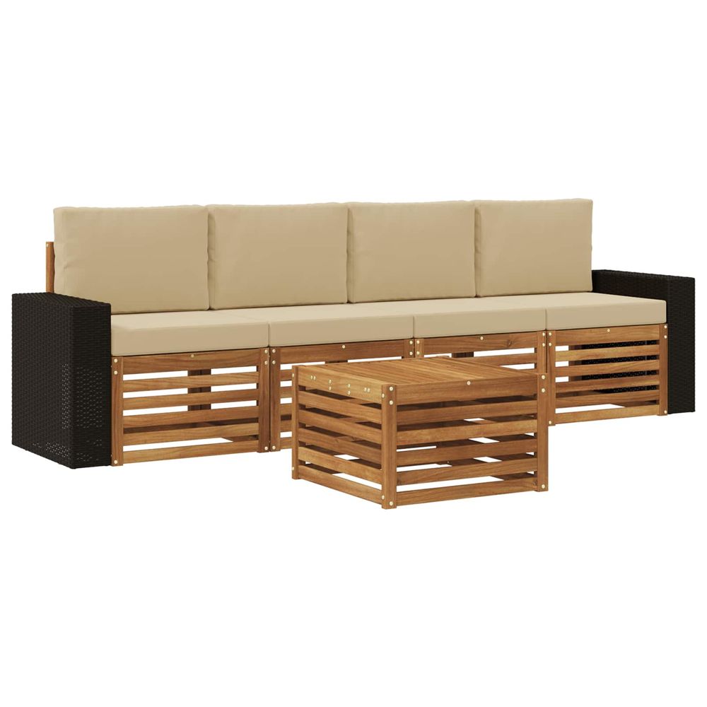 Ensemble de canapés d'extérieur 5 pc naturel et beige