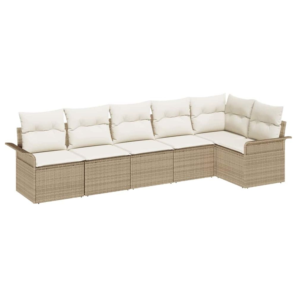 Ensemble de canapé de jardin 6 pc beige polyrotin