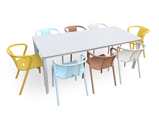 Ensemble repas meet 8 places en aluminium et peinture epoxy anthracite