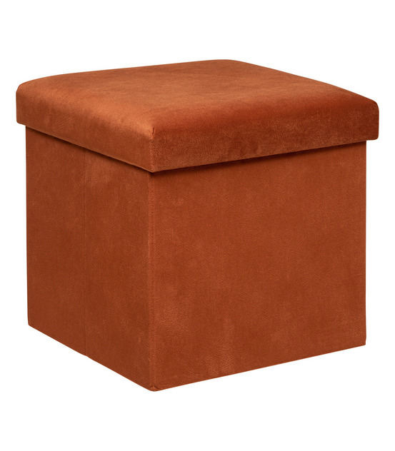 Pouf pliant et coffre de rangement en tissu ambre 38 x 38 cm