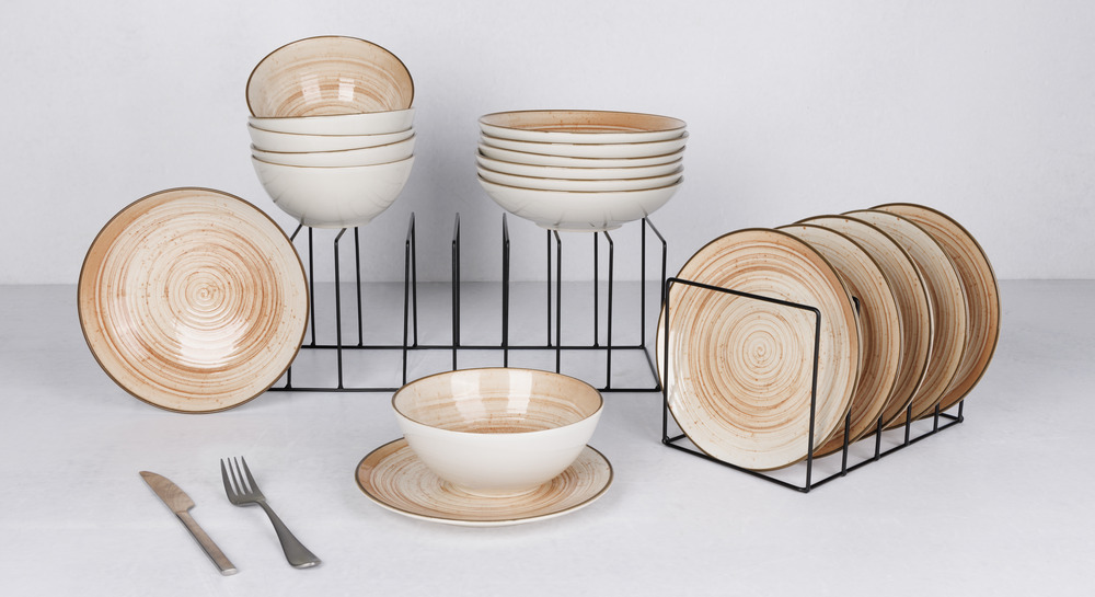 Cosy & trendy service petit déjeuner en grès, terracotta, 18 pièces