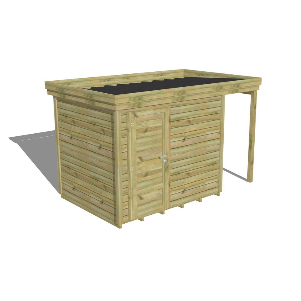 Abri de jardin bois pin traité autoclave 27mm - 3,64x2,14m / 8m2 - bac acier - plancher bois