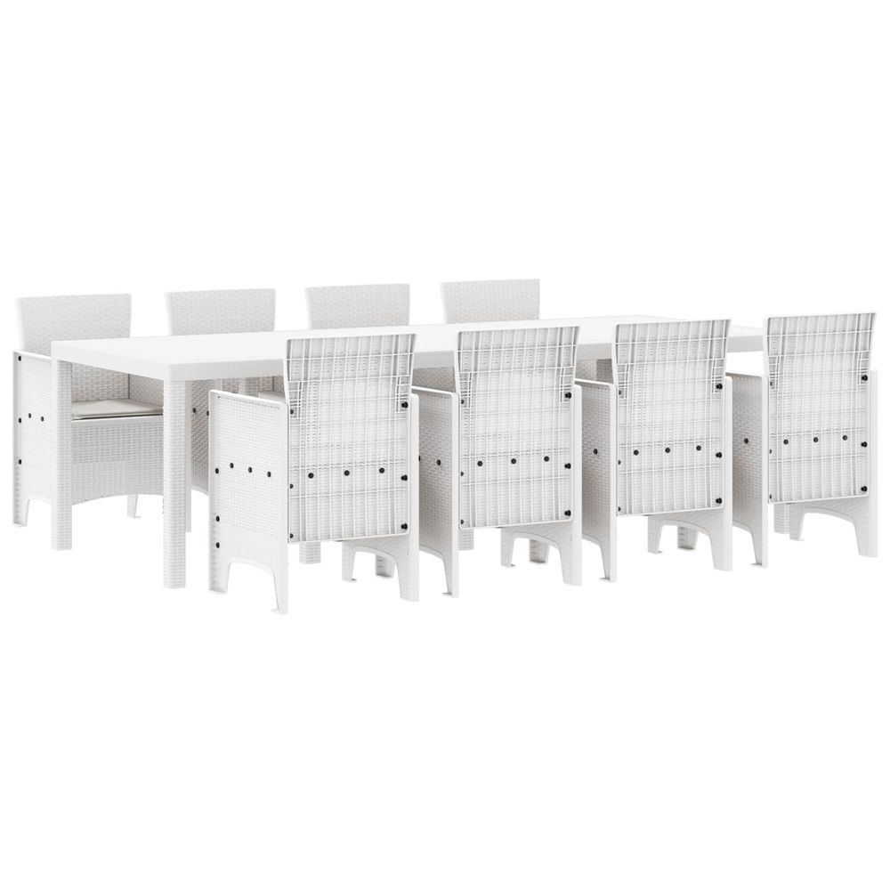 Ensemble de salle à manger pour jardin 9 pcs blanc