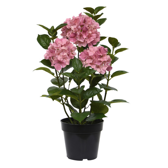 Hortensia plante artificielle en pot 65cm rose