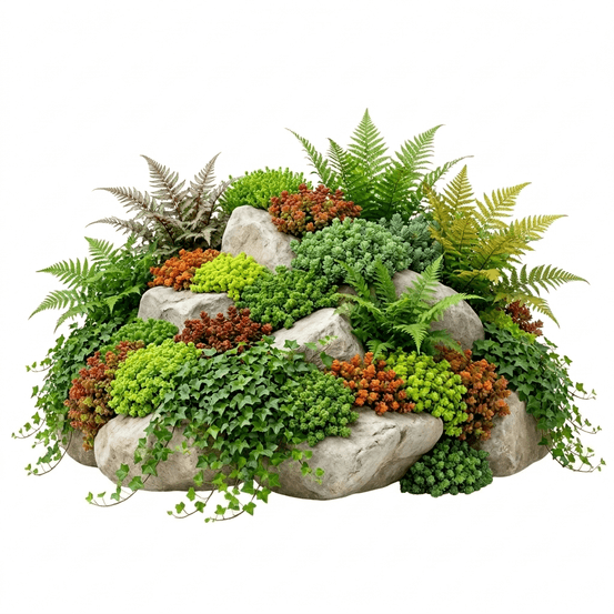 Rotsrand planten 2-3m2 - sedum vetkruid - buitenvaren - hedera klimop - 36 planten