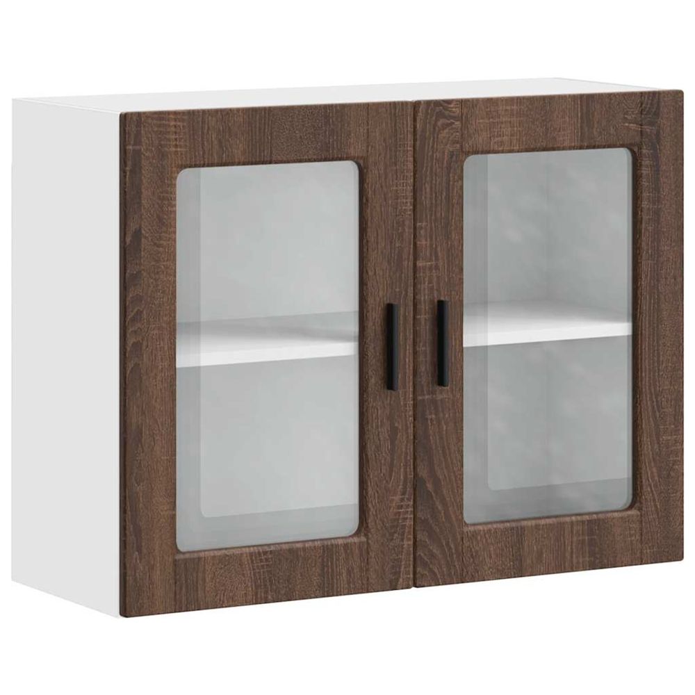 Armoire murale de cuisine et porte en verre porto chêne marron
