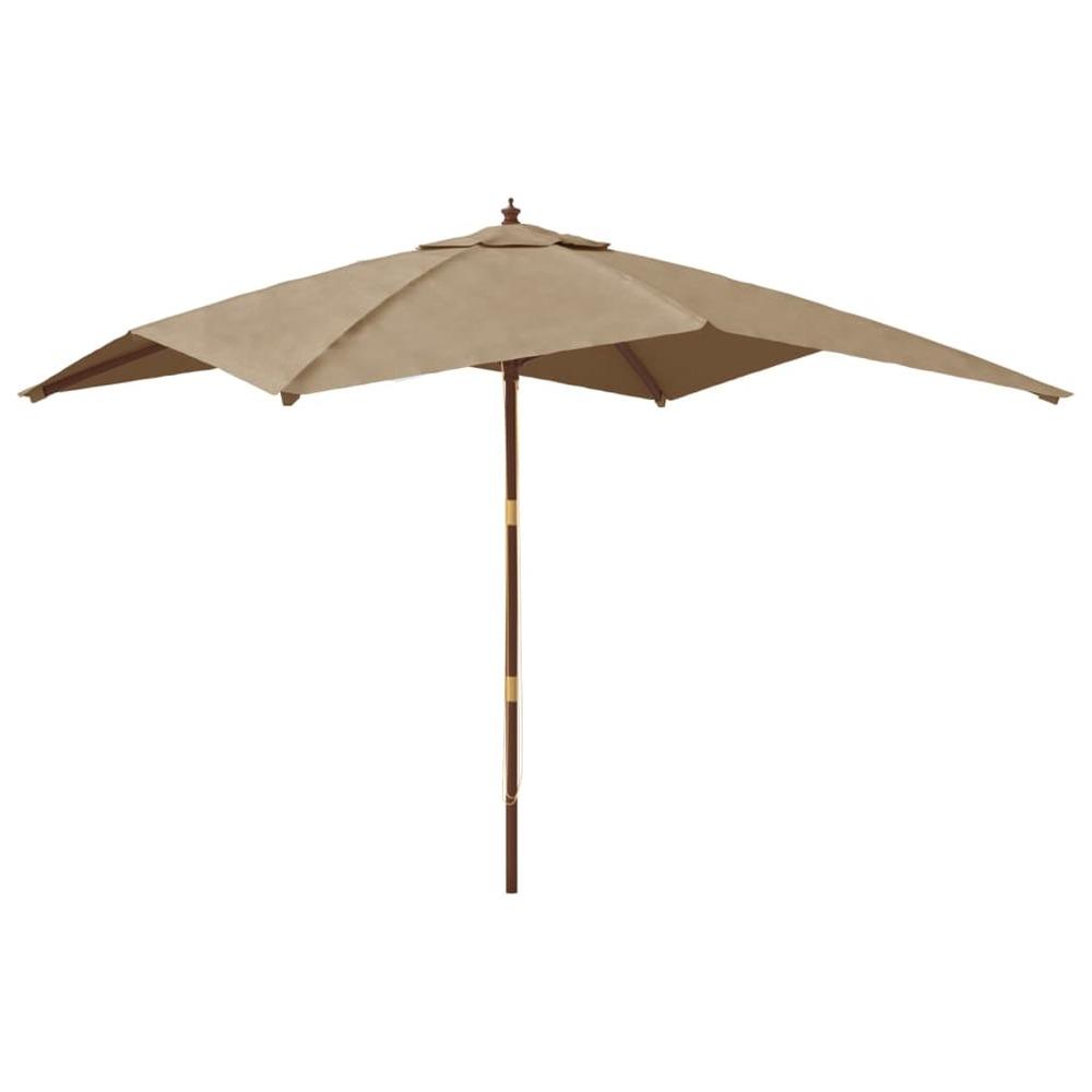Parasol de jardin avec mât en bois taupe 300x300x273 cm