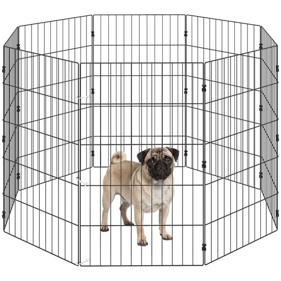 Enclos modulable acier pour chien 8 panneaux extensibles 100x100x80cm noir - comfortxl pet living