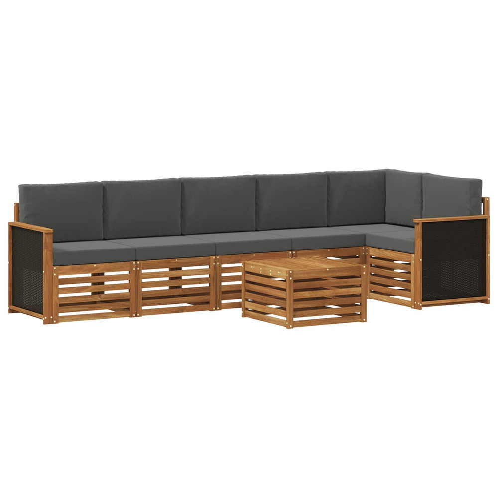 Ensemble de canapé d'angle 6 pcs naturel et anthracite