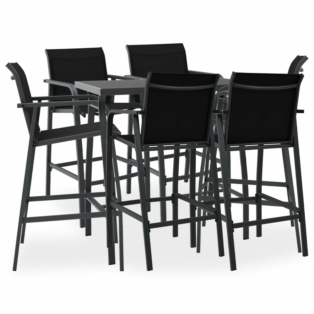 Ensemble de bar de jardin 7 pcs noir