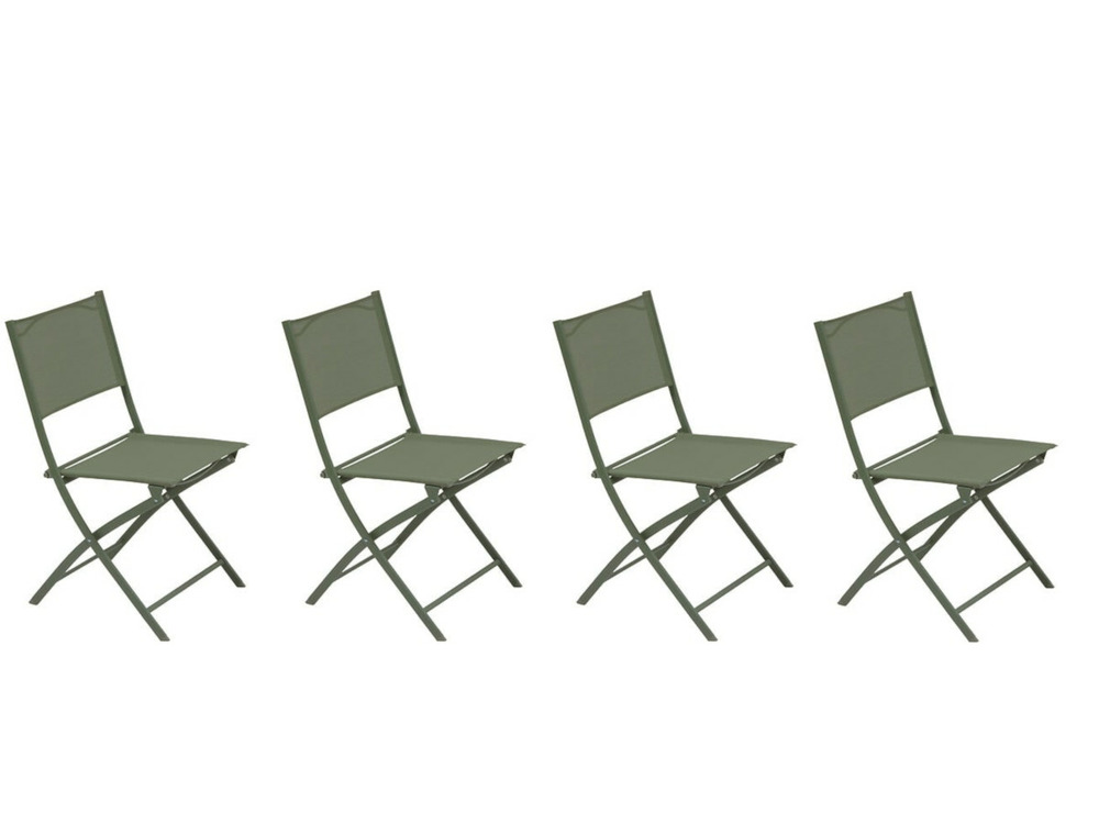 Lot de 4 chaises de jardin pliante métal modula laurier-
