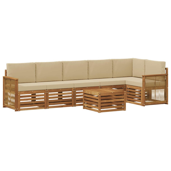 Ensemble de canapé d'angle avec coussin 6 pcs naturel