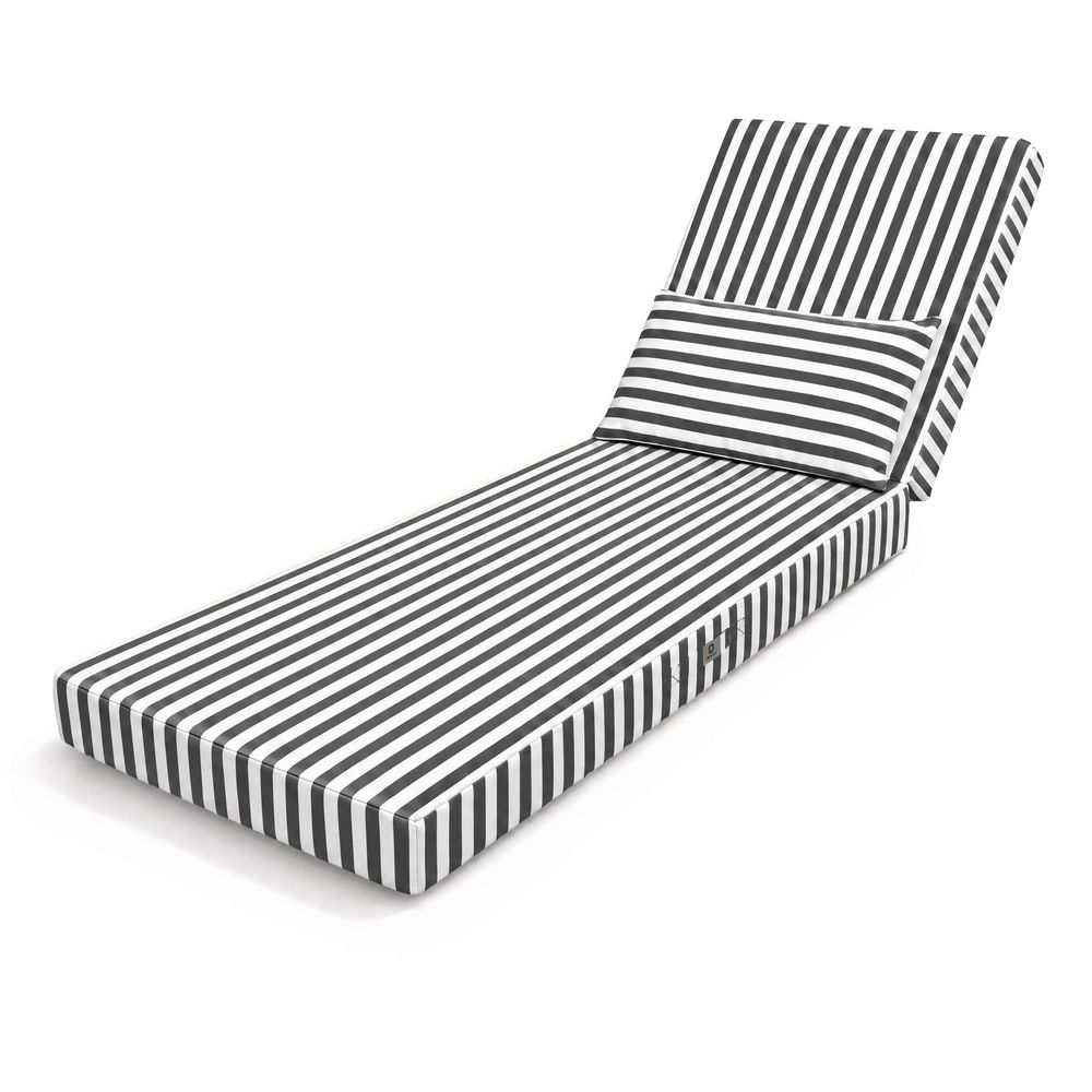 Coussin bain de soleil premium avec coussin - rayures gris foncés