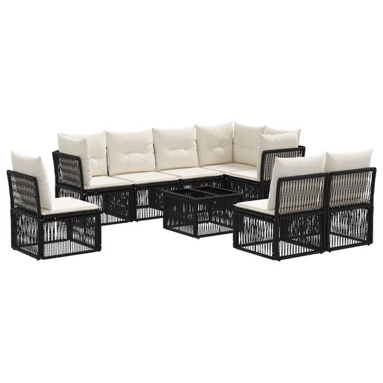 Ensemble de canapé de jardin 9 pc noir polyrotin