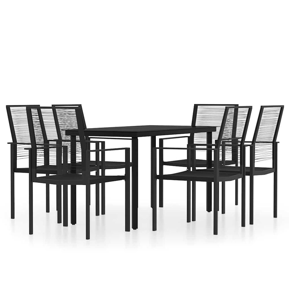 Ensemble à manger de jardin 7 pcs noir