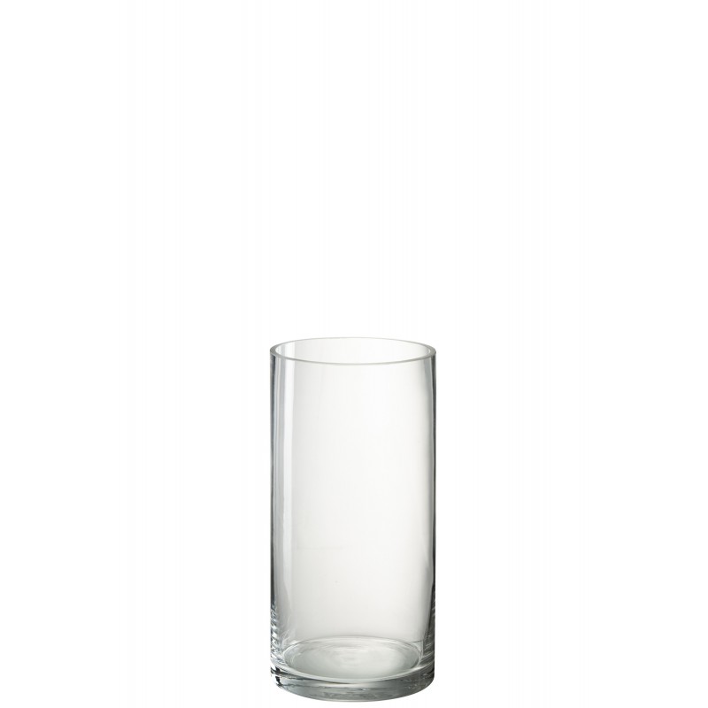 Vase cylindrique en verre transparent 15x15x30 cm