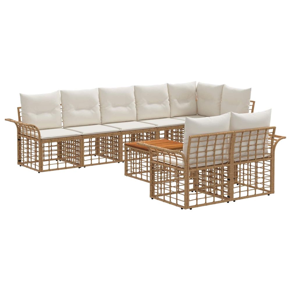 Ensemble de canapés d'extérieur 9 pc blanc naturel et crème
