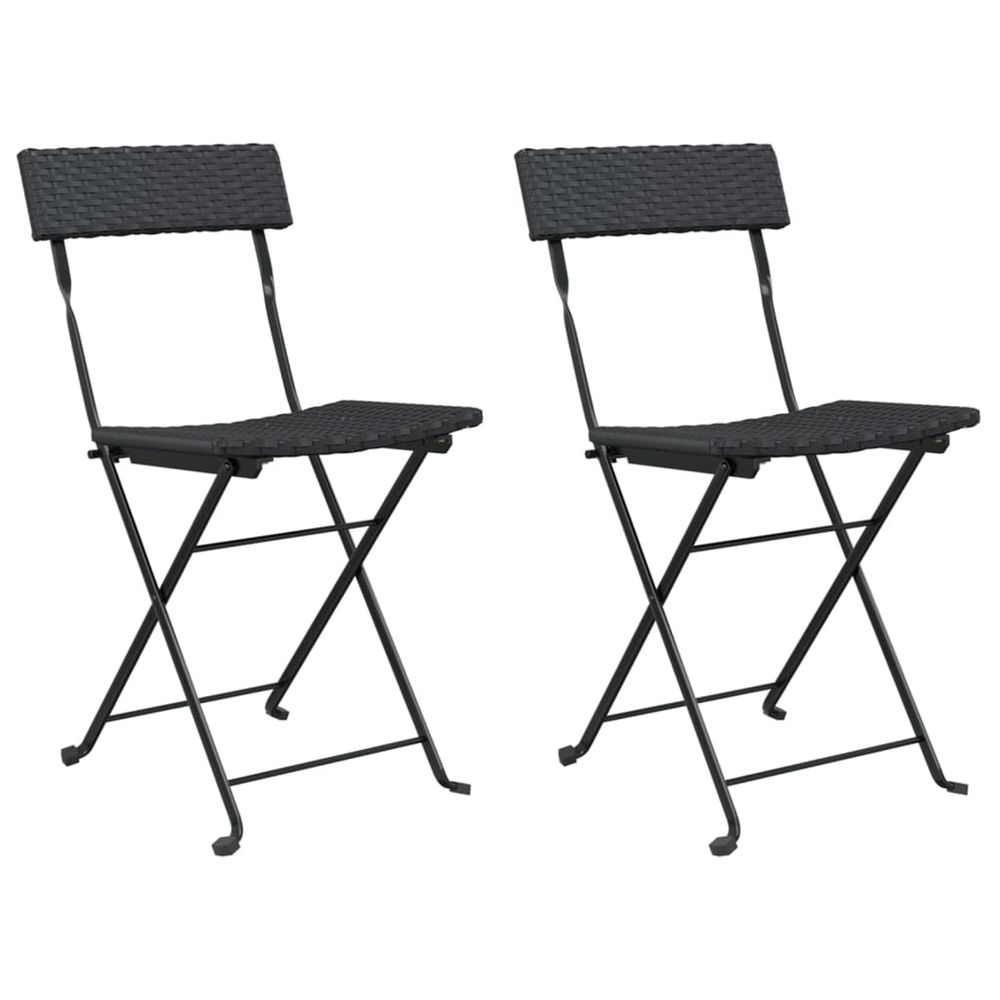 Chaises pliantes (lot de 2) en polyrotin noir et acier