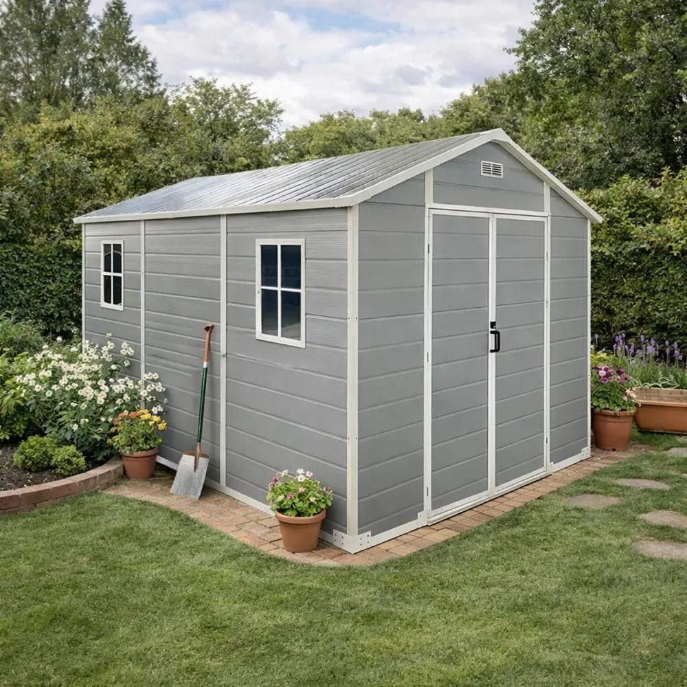 Abri de jardin lys en plastique hauteur 230 cm - 2 portes 6,88m²