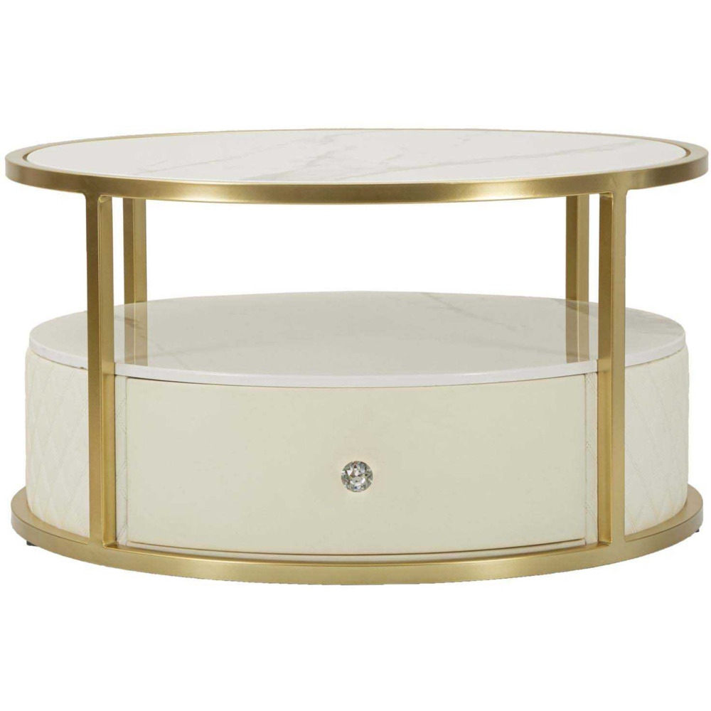 Table basse effet matelassé avec tiroir sharon 75 x 40 cm