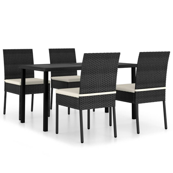 Ensemble à manger de jardin 5 pcs résine tressée noir