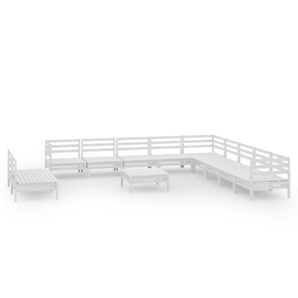 Salon de jardin 12 pcs bois de pin massif blanc