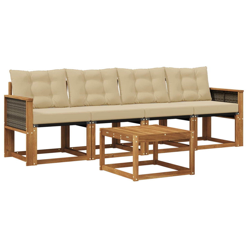 Ensemble de canapés d'extérieur 5 pcs naturel et beige