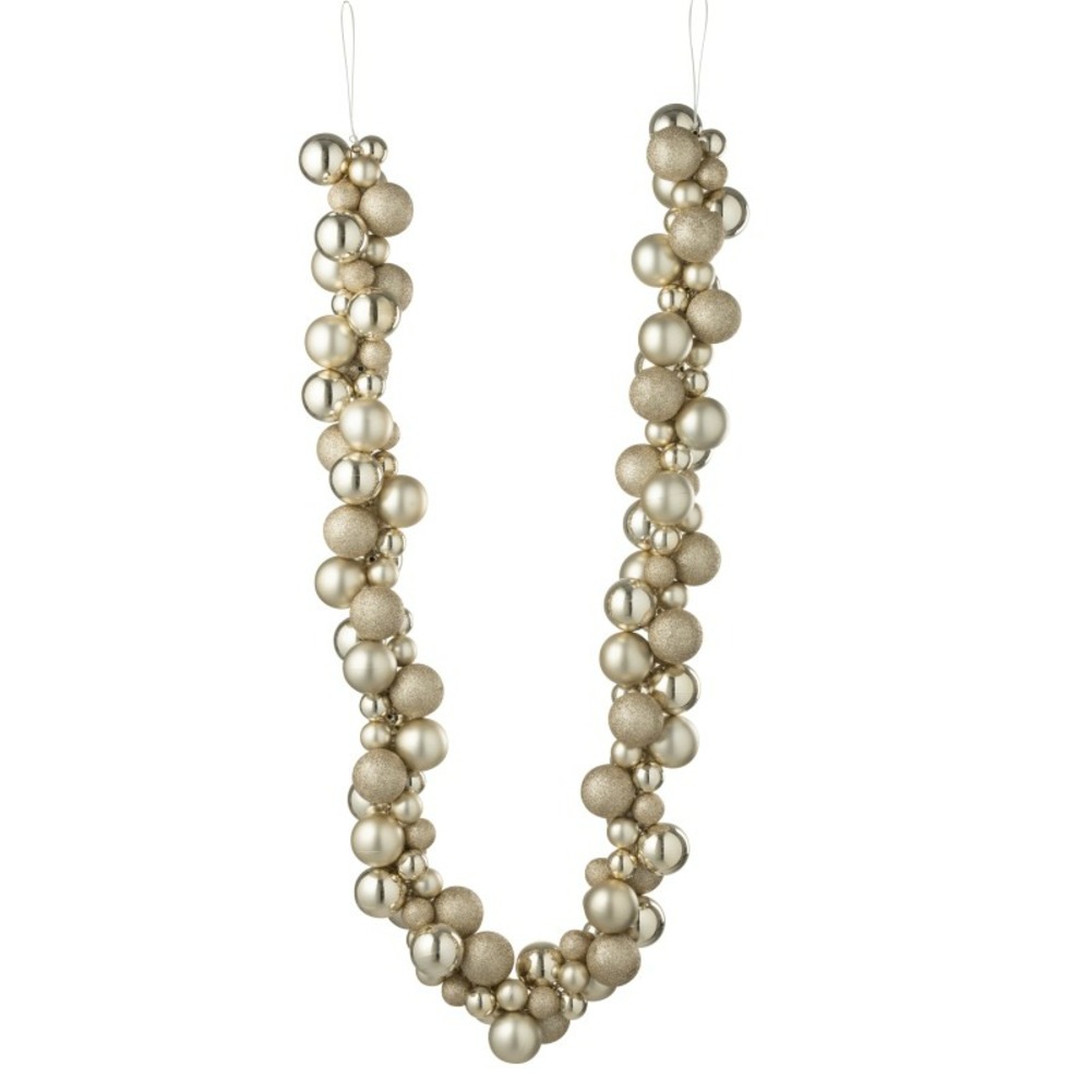 Guirlande de boules de noël en plastique beige 160x10x10 cm