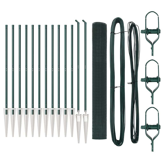 Clôture avec poteaux vert 1.4 x 25 m acier