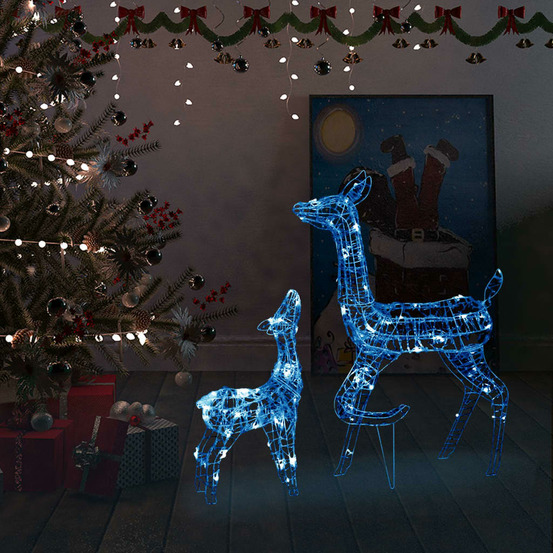 Famille de rennes de décoration acrylique 160 led bleu