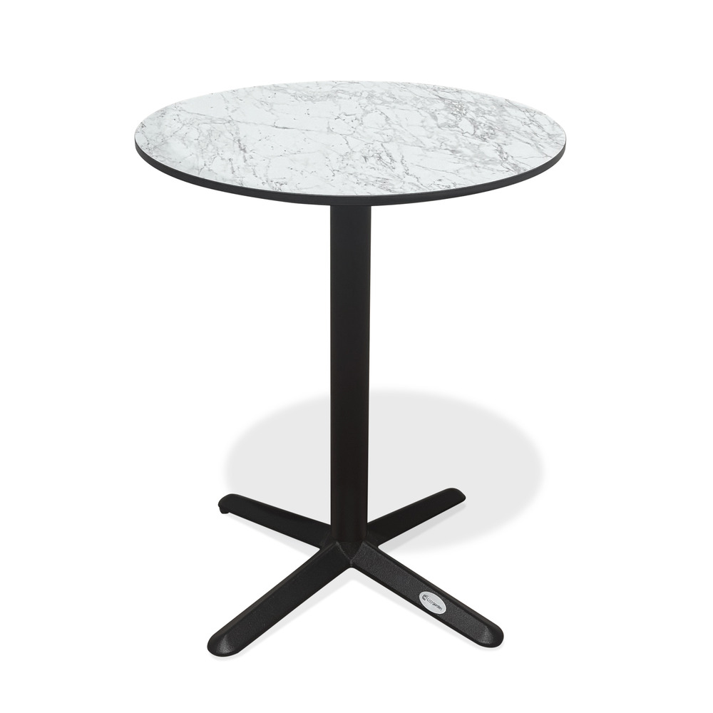 Table bistro ronde en acier plateau hpl effet marbre
