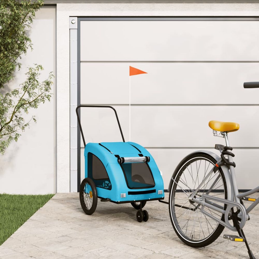 Remorque vélo chien 45kg en acier pour transport en plein air bleu