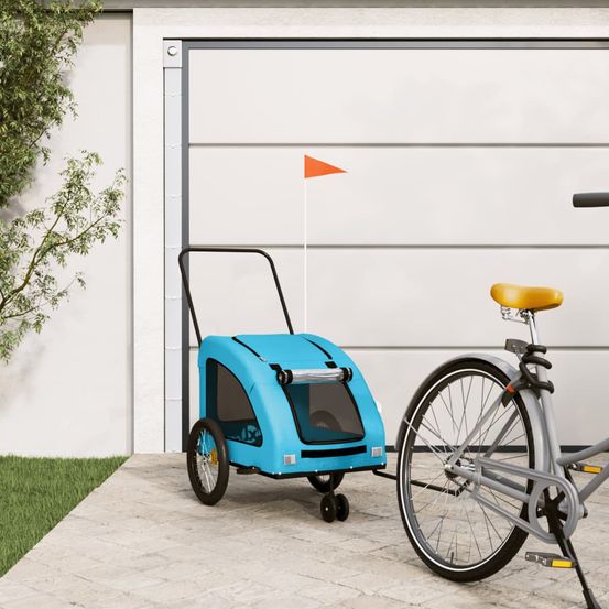 Remorque vélo chien 45kg en acier pour transport en plein air bleu