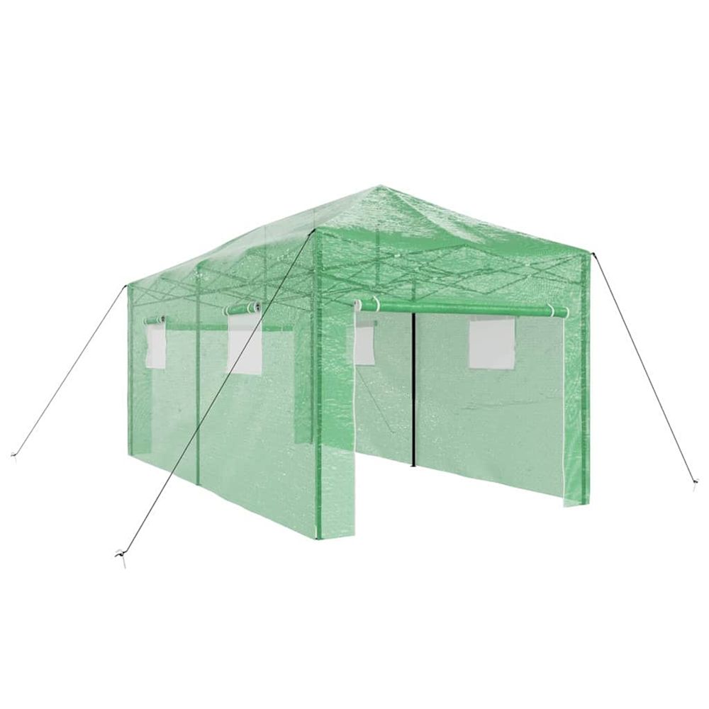 Serre avec cadre pop-up avec toit vert 290 x 580 x 315 cm fer